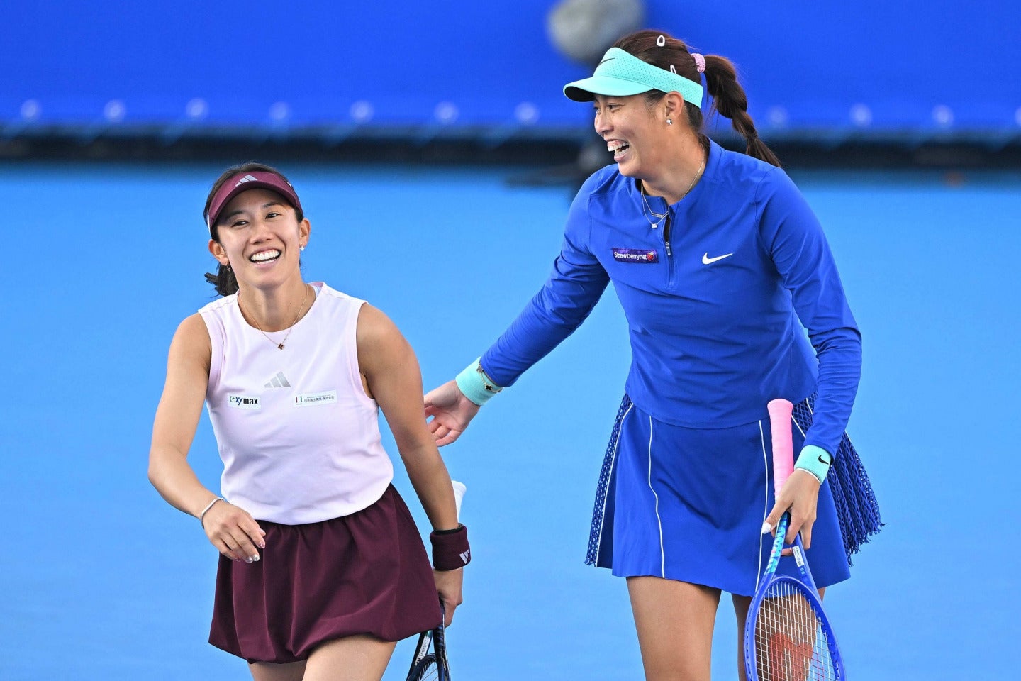 東レPPOダブルス１回戦、息の合ったプレーで貫録勝ちした加藤／チャン組。日本勢で初戦を突破したのは加藤だけだ。写真：金子拓弥（THE DIGEST写真部）